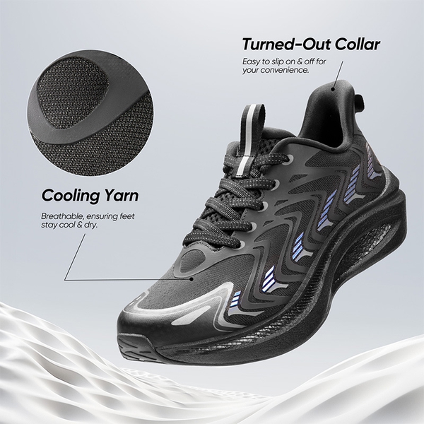[FlyLife] Men's Lightweight Running Sneakers - ALL BLACK - 4